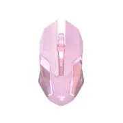 Pink Girl Wireless Mouse LED Braided Cable Adjustable 1600DPI for PC Laptop