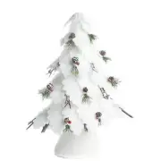 17" Sparkling Snow Covered Pine Tree with Pine, Pinecone & Berry Accents