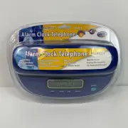 Teltech Phone T-1801T Blue Corded LED Display Digital Alarm Clock New