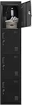 Steel Locker Cabinet Storage 4 Doors Metal Filing Cabinet Organiser Gym School Office Home Lab Dorm Black