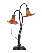 Dale Tiffany Orange Trumpet 2-Light LED Hand Blown Art Glass Accent Lamp