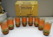 NOS Libbey Orange Lotus Glasses Set of 8 MCM Owens-Illinois glassware New in Box