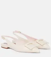 [Roger Vivier] Roger Vivier Gommettine leather slingback flats AU 5 white