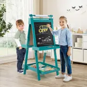 Costway3-in-1 Foldable Double-sided Art Easel with Chalkboard and Whiteboard-Green