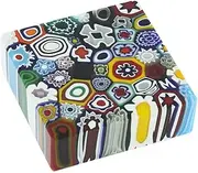Glass Of Venice Murano Glas Millefiori Square Paperweight - Medium