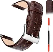 [UOEPOWA] Genuine Leather Watch Strap, Quick Release Genuine Leather Watch Band, 20mm 22mm 24mm Watch Band for Men Women, Compatible with Tissot, Timex, Citizen Eco Etc