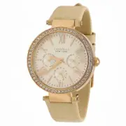 Caravelle by Bulova Stainless Steel Pearl Dial with Cream Leather Strap 44N105