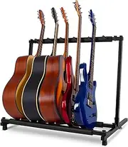 AODSK 5 Multi Guitar Stand Rack with Folding Design, Multiple Guitars Stand, Portable Black Guitar Holder, Black Guitar Display Holder for Guitar & Bass,Studio & Home (Square-5 Holder)