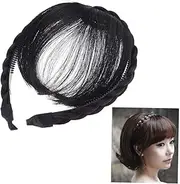 BIUDECO Synthetic Wigs Headband Black Fringe Bangs for Women Front Hair Extensions Party Cosplay Accessory