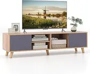Giantex TV Stand for TVs up to 65”, Modern Rustic TV Cabinet w/Open Shelf, TV Console Table w/ 3 Cable Management Holes, Home Entertainment Center, Wooden Display Table for Living Room, Bedroom