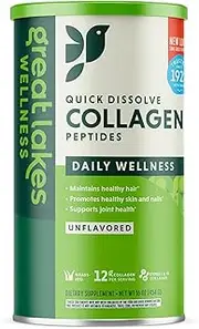 Great Lakes Wellness Collagen Hydrolysate Powder, Unflavoured 454g | Kosher, Grass-Fed Bovine Hydrolysed Collagen Peptides | Protein Powder Supplement