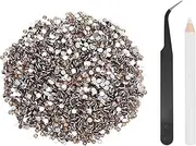 uxcell 5000pcs Flatback Rhinestones Resin, SS6 2mm Resin Rhinestones Bulk Round Shine Gems with Pickup Tools for DIY Nail Art Tumblers Mugs Clothes, Champagne