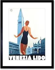 Ad Dudovich Nizzoli Venezia Lido Pool Swimming Italy Venice Art Framed Wall Art Print