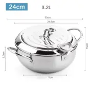 Japanese Deep Frying Pot with a Thermometer and a Lid 304 Stainless Steel Kitche