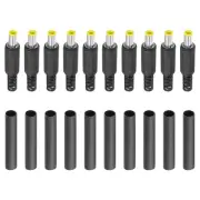 5.0x3.5mm DC Male Plug, 10 Pack DIY DC Barrel Connector with Shrink Tube