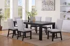 7pc Dining Room Set Extendable 18" Leaf Table Chair Wooden Furniture Black Gray