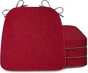 FlyGulls Memory Foam Chair Cushions Set of 4 Chair Pads for Dining Chairs with Ties Non-Slip Backing seat Cushions for Dining Room Kitchen Room 16.7x16 Inches Red
