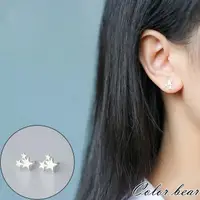 在飛比找momo購物網優惠-【卡樂熊】S925銀簡約迷你許願星造型耳環/耳針(耳環飾品)