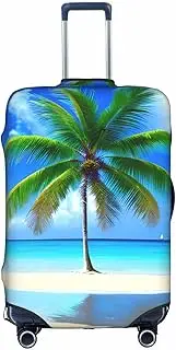 [Pvinnk] Palm Trees and Clear Sea print Print Protective Luggage Cover Elastic Washable Suitcase Protector Travel Gear Protector, White, Small