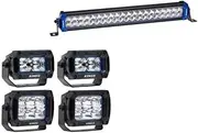 Kings 20" Double Row Light Bar 11,010 Lumens | 1 Lux @ 545 m IP67 + 2x 3.3" Work light + 2x 4.4" Work light