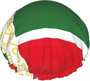 Flag Of The Chechen Republic Print Various Activities Shower Cap Reusable Soft And Lightweight Bath Hair Cap Long Hair