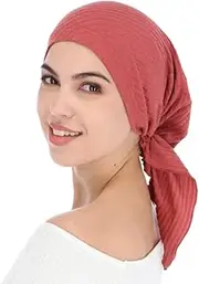 [Madison Headwear] Pretied Head Scarves for Women Featuring A Unique Sparkly Foil Finish and Stretchy Ribbed Fabric, Solid