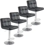 Bar Stools Set of 4, 24 inch Counter Height Bar Stools, Upholstered Modern Ki...