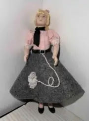 MINIATURE DOLLHOUSE 1:12 SCALE PORCELAIN DOLL-1950'S POODLE SKIRT-PT20A - 5"H