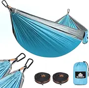 NATUREFUN Ultralight Travel Camping Hammock | 300 kg Load Capacity (275 x 140 cm) Breathable, Quick-Drying Parachute Nylon | 2 x Premium Carabiners, 2 x Loops | Indoor Outdoor Garden