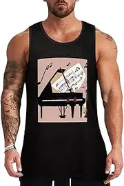 [NQHJT] Men Tank Tops Piano Violin Music Notes Sleeveless T Shirts for Men's Fitness Quick Dry Gym Tank Top for Men