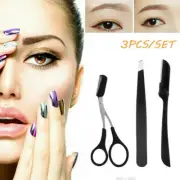 Eyebrow Razor Set Trimmer Shaver Scissors spooley Dermaplaning Tweezers AU