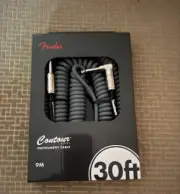 Fender Contour Series Guitar/Instrument Coiled Cable, 30' ft, Inca Silver