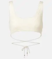 [Bananhot] Bananhot Alma sequined knitted bikini top M/L white