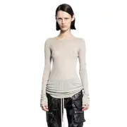 [RICK OWENS] T-shirt a maniche lunghe in mini jersey a coste Grey