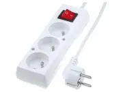 PS-370WS/1.5-10.0 Extension cable sockets: 3 PVC white 3x1.5mm2 10m 10A JONEX