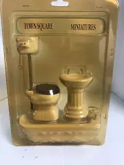 TOWN SQUARE MINIATURES OLD FASHION TOILET, TUB & SINK 3 PIECE SET 1:12 SCALE