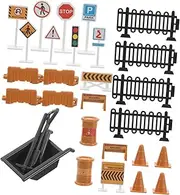 HOOTNEE 30pcs Mini Traffic Signs Set for Boys and Girls Road Toys Traffic Sign Educational Car Toys for Boys