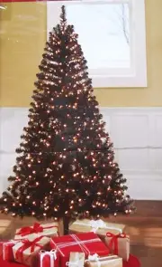4ft PRE LIT BLACK Indiana Spruce HOLIDAY CHRISTMAS TREE Halloween Gothic Raiders