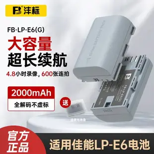 灃標LP-E6相機電池適用佳能EOS/R5/5D4/6D/5D3/90D/80D數碼充電器