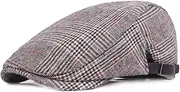 RICHTOER Men's Fashion Newsboy Hats Golf Peaked Cap Cotton Plaid Flat Driving
