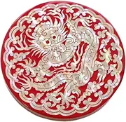 Mother of Pearl King Robe Red Dragon Design Large Round Refrigerator Fridge Magnet Memo Holder