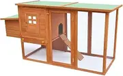 Outdoor Wooden Chicken Cage Hen House with 1 Egg Cage, Durable Pine Wood Construction, Green Waterproof Roof, Secure Slide-Bolt Latch, Easy-Clean Pull-Out Tray, Ideal for Patio, Balcony