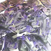 Sequin Long Diamond 1.75" Purple Silver Bird Feathers Print Metallic