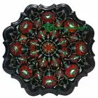 18" black Marble Dining Coffee Center side Table Top inlay malachite antique t3