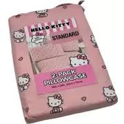 SANRIO Hello Kitty Standard Pillowcase Set of 2 Pink with Heart