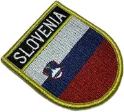 [BR44] BPSLEV01 Slovenia Flag Embroidered Patch Gold Border Uniform Kart Kimono, Hook Fasteners Attach to Tactical Hats and Gears