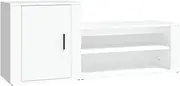 'vidaXL Modern Shoe Cabinet - Durable Engineered Wood - Ample Storage with 2 Compartments - White