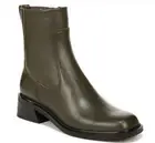 Franco Sarto Gracelyn Bootie Square Toe Women Ankle Boots, Size 11 Olive Leather