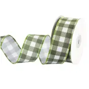 Plaid Check Ribbon, 1.5 Inch x 10 Yards Gingham Ribbon, Moss Green
