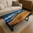 Ocean Epoxy Resin Coffee Table Top, Live Edge Resin Table, Home Decor